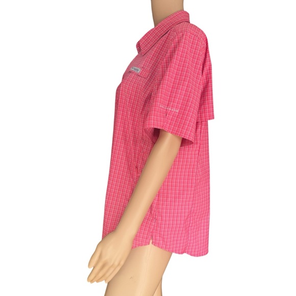 Columbia PFG Omni-Shade Pink Plaid Short Sleeve Fishing Shirt XL - Picture 10 of 16